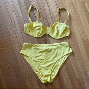 CUUP balconette swim top and high waist bottoms in Bamboo/Yellow